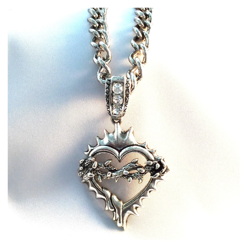 Heart in Thorns Necklace with Crystals